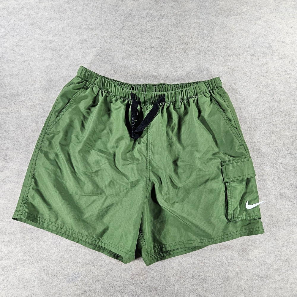 Nike Voyage Belted Cargo Swim Trunks Mens Large Green NESSB522 16" Shorts